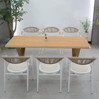 Ensemble de table et de chaises de salle à manger télescopiques en aluminium nordique pour 6 personnes pour cour, jardin, balcon et utilisation en plein air