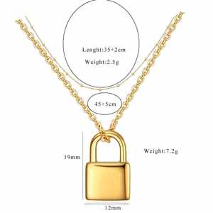 Colliers de <span class=keywords><strong>couple</strong></span> en acier inoxydable avec pendentif breloque cadenas vierge, personnalisables avec logo, <span class=keywords><strong>pour</strong></span> la vente en gros et les cadeaux - Product Image 6