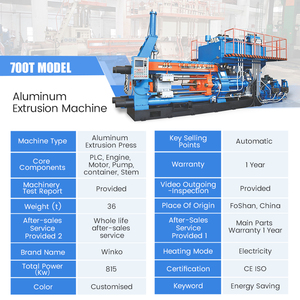 Presse d'extrusion d'aluminium avancée 700T avec système d'alignement précis pour la production de poignées de meubles - Product Image 4