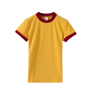 Camiseta Ringer de Cuello Redondo, 95% Algodón, 5% Elastano, Corte Ajustado, Estampada, para Mujer - Product Image 3