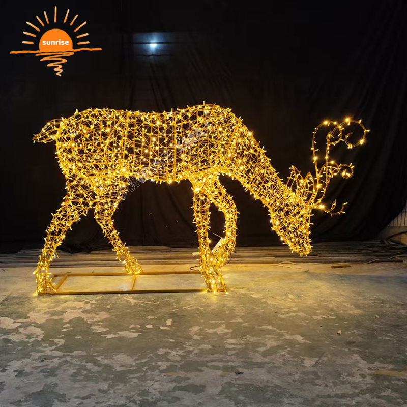 Mall park large Golden LED Reindeer