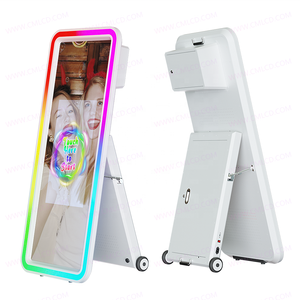 2025 mới xách tay gương Photo Booth với bánh xe 32 inch màn hình cảm ứng Photo Booth <span class=keywords><strong>DSLR</strong></span> máy ảnh photobooth độ sáng cao ánh sáng - Product Image 4