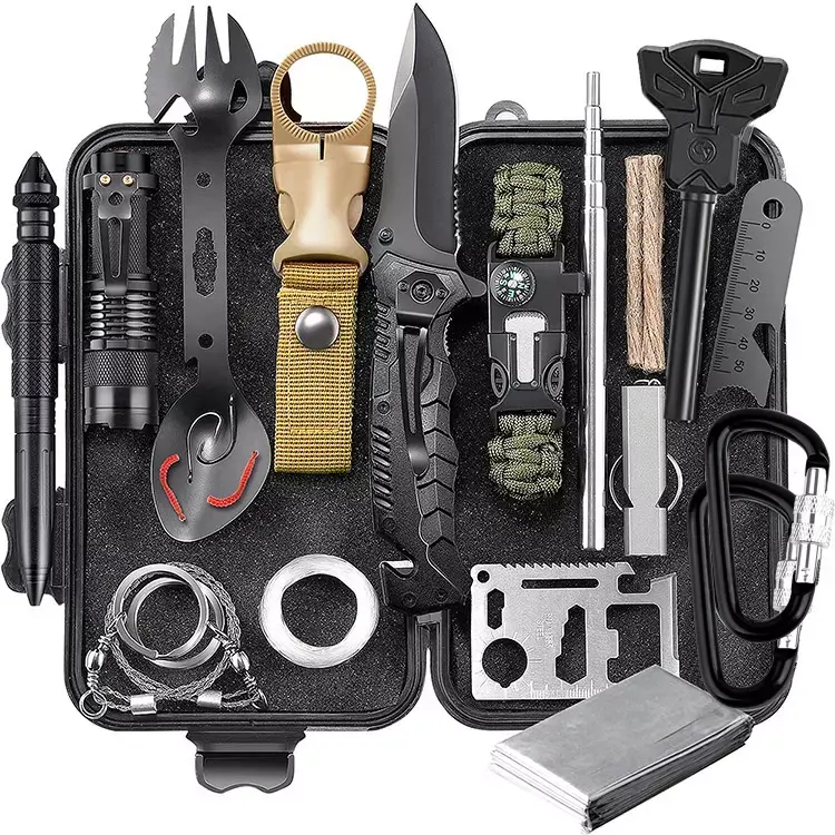 Professional Mini Outdoor Earthquake Survival Climbing Camping Fishing Tool SOS EDC Gadgets Box Safety Emergency Accessories