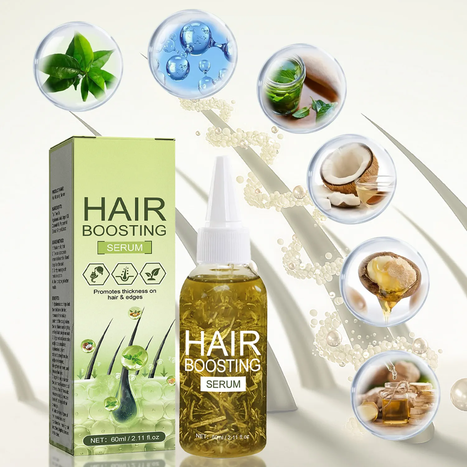 Wholesale Private Label Natural Organic Ginger Extract Herbal Tea Tree Oil Anti Hair Loss Hair Treatment Growth Serum