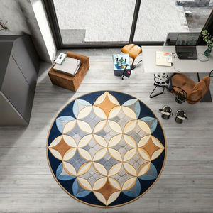 Indigo Circle <b>Hand</b> <b>Tufted</b> Area <b>Rug</b> High and Low Pile with Modern Geometric Flower of Life Pattern for Living Room and Office - Product Image 5