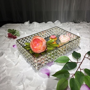 Offre Spéciale argent cristal garniture miroir carré gâteau stand pour Fournitures De Mariage - Product Image 1