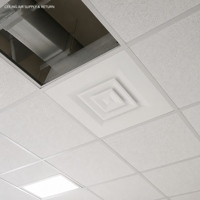 Diffuseur d'air carré à 4 voies en aluminium pour plafond, grille d'admission HVAC avec registre optionnel pour systèmes de climatisation