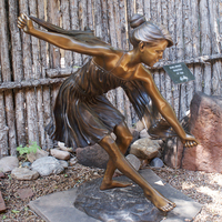 Offre Spéciale Bronze Jardin Enfants Statue Taille Réelle Bronze Filles Jouant Sculpture en Cercle