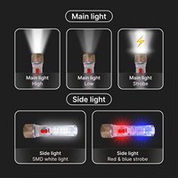 Lampe torche LED rechargeable solaire avec USB Type-C, lumière latérale, stroboscope rouge et bleu, lumière principale pour le camping et les activités de plein air