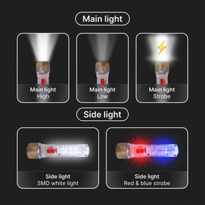 Lampe <span class=keywords><strong>torche</strong></span> LED rechargeable solaire avec USB Type-C, lumière latérale, stroboscope <span class=keywords><strong>rouge</strong></span> et bleu, lumière principale pour le camping et les activités de plein air - Product Image 4