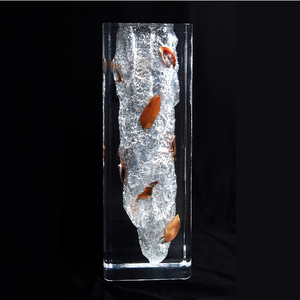 Jarrón Moderno de Estilo Nórdico con Cristal Transparente y Acabado Brillante, Hecho a Mano, con Esquinas Redondeadas, Textura de Piedra Interna con Diseño de Hojas, NB-VSY05 High Tr - Product Image 3