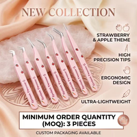 Applicateur de faux cils en acier, en forme de L à 45 et 90 degrés, pour extensions de cils, marque privée, vente en gros, pince à cils à pointe en fibre