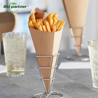 Boîte à crêpes gaufrées en papier kraft Récipient pliable pour frites de poulet popcorn frit avec poche à tremper pour les plats à emporter