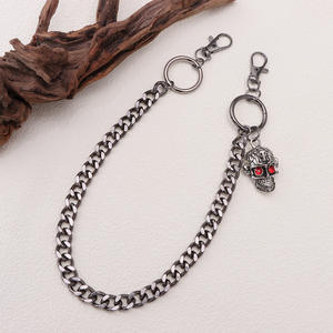 Cadena de cintura Skeleton de aleación de zinc negro con colgante de calavera de ojo rojo de una sola pieza, estilo Hip Hop de Halloween, cadena corporal de moda - Product Image 2