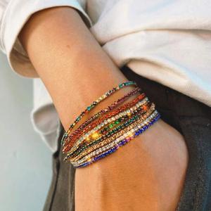Pulseras de Cristal con Pedrería para Mujer al por Mayor, Pulseras de la Amistad con Pedrería de Varios Colores para Damas - Product Image 2