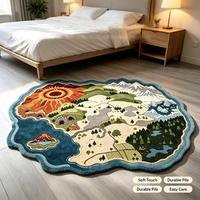 Tapis personnalisé tufté à la main, motif paysage fantastique, tapis décoratif irrégulier en forme de carte d'île, tapis de sol personnalisé pour la décoration intérieure