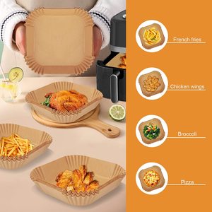 Giấy Lót Nồi Chiên Không Dầu Hình Vuông Dùng Một Lần 100 Chiếc 7.9Inch Có Tay Cầm Giấy Da Thiết Kế Cho Nồi Chiên Không Khí 5-8QT - Product Image 6