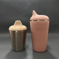 Gıda sınıfı silikon paslanmaz çelik 304 özel Logo sızdırmaz silikon içme suyu bardağı çocuklar için