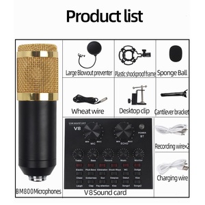 Set di Scheda Audio V8 Versione Inglese con Microfono Capacitivo BM800 per Computer, Canto dal Vivo, Influencer e Presentatori - Product Image 6