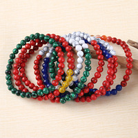 Bracelet unisexe fait main en pierres naturelles de 6 mm, couleurs du drapeau palestinien, avec cordon réglable, cadeau palestinien, Palestine libre.