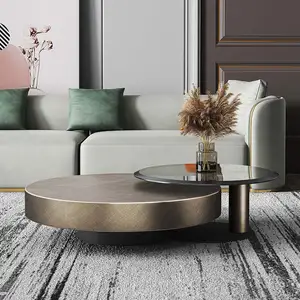 Moderner runder Couch tisch im italienischen Stil für Wohnzimmer/Zuhause/Lounge Metall Edelstahl Glas möbel Low MOD