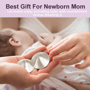 Coupe d'allaitement en argent pour nouveau-né – Les meilleurs cadeaux essentiels – Accessoires d'allaitement réutilisables – Protège-mamelons pour bébé - Product Image 2