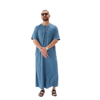 Robes à manches courtes pour hommes européens et américains Robes arabes transfrontalières Vente en gros de vêtements grande taille Robes d'été brodées pour adultes
