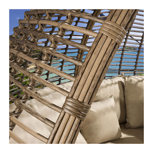 أريكة ريفية خارجية مقطعية للحديقة وكراسي تشمس للسرير مع مادة خوص مستديرة الشكل للسقف للاستخدام في الفناء - Product Image 5