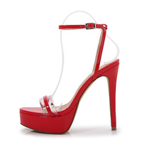 Sandales à talons hauts pour femmes, élégantes et tendance, à plateforme, avec bride arrière et boucle, talon fin