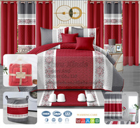 Vente en gros d'usine : Ensemble de literie King Size 24 pièces avec couvre-lit, rideaux et drap de lit, et ensemble de couvre-salle de bain réversible