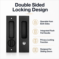 Cerradura de Empuje Empotrada de Acero Inoxidable con Doble Lado para Puerta Corredera, Cerradura de Privacidad para Puerta de Madera Empotrada
