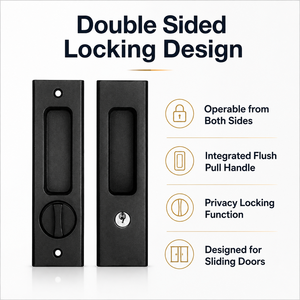 Stainless Steel Recessed Flush Pull Handle Lock Double Sided Sliding Door Privacy Lock for Wooden Pocket Door - Product Image 3