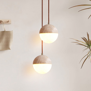 Lampada a Sospensione LED Moderna Piccola, Mini Lampadario a Sospensione per Camera da Letto, Bancone Bar, Caffetteria, Ristorante, in Pietra Travertino <span class=keywords><strong>Gialla</strong></span> - Product Image 1