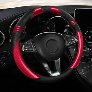 Cute Hello Kitty Universal Carbon Fiber Purple Bling Steering Wheel Cover For Cars