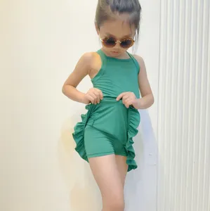 Ropa deportiva de yoga Ropa para niños Nueva llegada Sin mangas Ropa de fitness Falda Vestidos de tenis para niñas con pantalones cortos