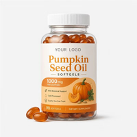 Gélules d'huile de graines de citrouille OEM 1000mg, extrait végétal naturel, complément nutritionnel quotidien, étiquette privée personnalisée, vente en gros