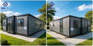 บ้านคอนเทนเนอร์แบบขยายได้ขนาด 40 ฟุต 2 ห้องนอน 1 ห้องน้ำ บ้านพักตากอากาศหรูหรา กันน้ำ  แผง PU แซนวิชขนาด 75 มม. รับน้ำหนักหิมะ 1.5kN พื้นที่ใช้สอย 78 ตร.ม. - Product Image 2