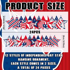 Letrero para Patio del Día de la Independencia, Nuevo, con Estrella de Cinco Puntas, Elementos Rojo, Azul y Blanco, 25*25cm, Impermeable y Resistente al Sol, de Plástico - Product Image 5