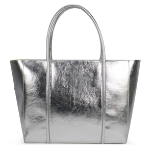 Ensemble de 3 sacs fourre-tout en cuir PU argenté métallisé personnalisé, grand sac à main pour femmes avec pochette détachable - Product Image 5