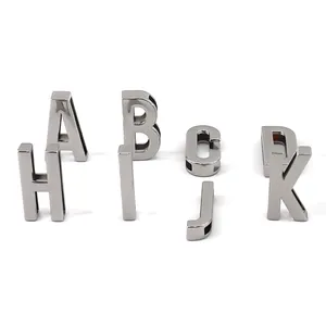 Recycled zinc alloy Hot selling charms 26 alphabet metal letters for jewelry making belt decors for leather/webbing/bag strap/