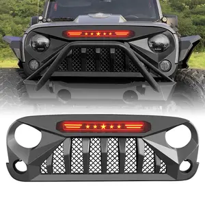 US Stock Mars Style Grille With Red Star Lights Front Grille For 2007-2018 Jeep Wrangler JK