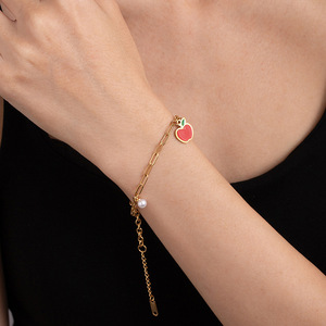 Encantadoras mujeres colorido esmalte Acero inoxidable Animal mar caballo estrella flor encanto enlace cadena perla pulsera Pulseras Mujer - Product Image 3