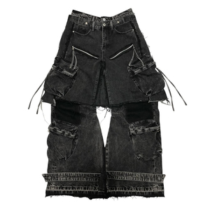 DiZNEW Design hybride jupe-pantalon Panneau superposé détachable Transformation instantanée du style Ensemble de jeans pour hommes Fabricant de jeans - Product Image 2