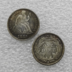 Pièces de monnaie commémoratives de style antique, 1 Dime des États-Unis (1860-1885), « Dime Liberté Assise », Cadeaux, Décoration d'intérieur - Product Image 6