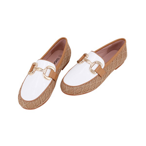 CHOOZII di fascia alta da donna mocassini Combo in pelle verniciata e pizzo a griglia con fibbia decorativa in <span class=keywords><strong>oro</strong></span> classico - Product Image 6