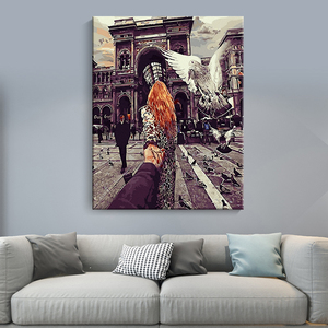 Pittura a olio fai da te di numeri Art Building tenere le <span class=keywords><strong>mani</strong></span> immagine 3d pittura di numeri ritratto donna - Product Image 2