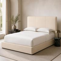 Maßgefertigtes Modernes Designer-Lederbett mit Ausziehbarem Fußteil aus Massivholz, Ideal für Luxushotels