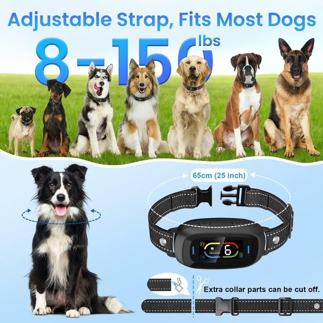 Dog Friendly EU Design Full-color Screen Waterproof IPX7 Rechargeable Battery Sound Beep Mode Automatic Dog Anti-bark Collar No