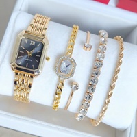 Ensemble de montres tendance pour femmes, bracelet en alliage doré, cadran rose, vert, noir, fournisseur de montres pour femmes