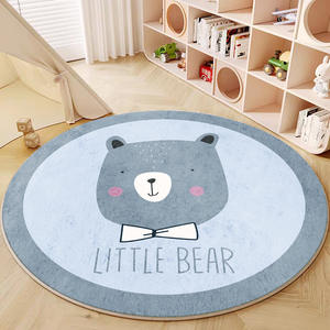 Tapis rond mignon en forme de mouton de dessin animé pour chambre d'enfant, tapis de sol doux antidérapant pour chambre à coucher, zone de jeu, diamètre 120 cm, facile à nettoyer, lavage localisé - Product Image 5